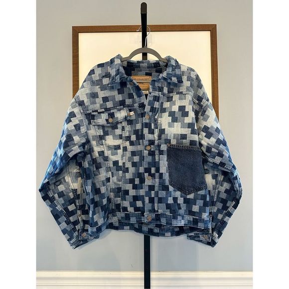 New Dr. Collectors 2020 Jacquard Denim Patched Jacket Size XL Y2K - Picture 8 of 9